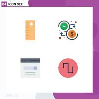 Modern Set of 4 Flat Icons and symbols such as ruler interface dollar up down user Editable Vector Design Elements