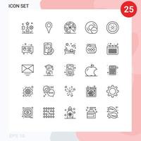 Line Pack of 25 Universal Symbols of dessert gadget pin disc computers Editable Vector Design Elements