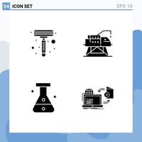 Universal Icon Symbols Group of 4 Modern Solid Glyphs of razor lab construction platform online Editable Vector Design Elements