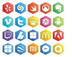 20 social medios de comunicación icono paquete incluso adobe delicioso Pío anuncios contracción nerviosa vector