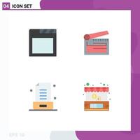 User Interface Pack of 4 Basic Flat Icons of app letter action clapper office Editable Vector Design Elements