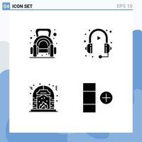 Group of 4 Modern Solid Glyphs Set for exercise telemarketer dumbbell headphone culture Editable Vector Design Elements