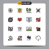 Set of 16 Modern UI Icons Symbols Signs for forbidden paid articales call articales help Editable Creative Vector Design Elements