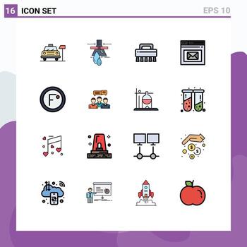 editable vector línea paquete de dieciséis sencillo plano color lleno líneas de clima página contaminación correo navegador editable creativo vector diseño elementos