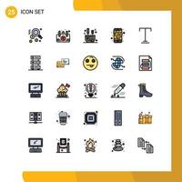 Modern Set of 25 Filled line Flat Colors and symbols such as data text relax font phone Editable Vector Design Elements