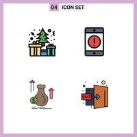 Stock Vector Icon Pack of 4 Line Signs and Symbols for tree money present devices dollar Editable Vector Design Elements