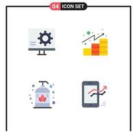 Editable Vector Line Pack of 4 Simple Flat Icons of bug liquid error finances soap Editable Vector Design Elements