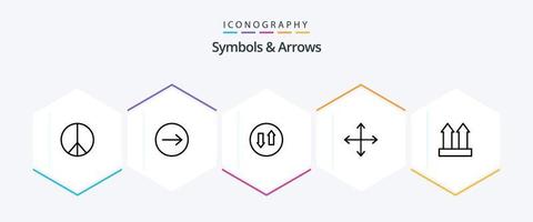 Symbols and Arrows 25 Line icon pack including up. shipping. streaming. arrows. navigation vector