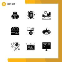 User Interface Pack of 9 Basic Solid Glyphs of game smoking car health food Editable Vector Design Elements