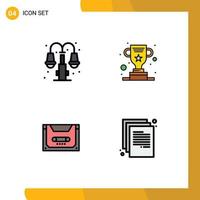 4 User Interface Filledline Flat Color Pack of modern Signs and Symbols of city audio lump trophy compact Editable Vector Design Elements