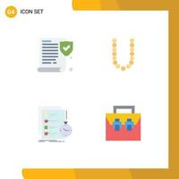 4 Creative Icons Modern Signs and Symbols of insurance list accesoris neckles time Editable Vector Design Elements