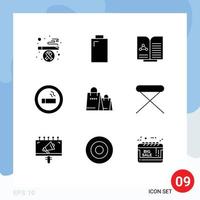 9 Universal Solid Glyph Signs Symbols of shop handbag report bag lab Editable Vector Design Elements