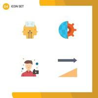 Modern Set of 4 Flat Icons Pictograph of mind image man setting photo Editable Vector Design Elements