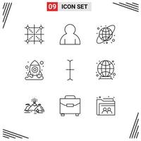 Set of 9 Modern UI Icons Symbols Signs for globe input circular cursor shuttle Editable Vector Design Elements