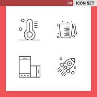 Modern Set of 4 Filledline Flat Colors Pictograph of temperature phone baking measuring smartphone Editable Vector Design Elements