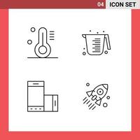 Modern Set of 4 Filledline Flat Colors Pictograph of temperature phone baking measuring smartphone Editable Vector Design Elements