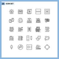 Line Pack of 25 Universal Symbols of gloves safe format money menu Editable Vector Design Elements