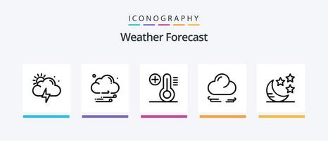 Weather Line 5 Icon Pack Including temperature. climate. weather. night. crescent. Creative Icons Design vector