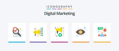 Digital Marketing Flat 5 Icon Pack Including team. group. marketing. chat. visibility. Creative Icons Design vector