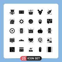 User Interface Pack of 25 Basic Solid Glyphs of discount packages fundraising seo body Editable Vector Design Elements