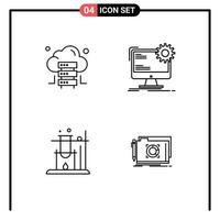 4 User Interface Line Pack of modern Signs and Symbols of cloud science internet site folder Editable Vector Design Elements