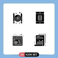 4 Universal Solid Glyph Signs Symbols of articles settings writer money bar Editable Vector Design Elements