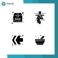 conjunto de 4 4 comercial sólido glifos paquete para paquete flechas descuento detección izquierda editable vector diseño elementos