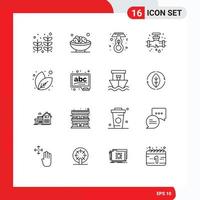 Set of 16 Modern UI Icons Symbols Signs for nature plumbing ramadan plumber leak Editable Vector Design Elements