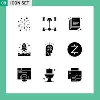 9 Universal Solid Glyphs Set for Web and Mobile Applications hat light documents idea start Editable Vector Design Elements