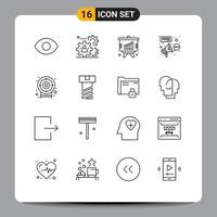 16 Thematic Vector Outlines and Editable Symbols of target darts graph connection buzz Editable Vector Design Elements