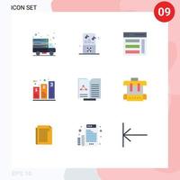 Group of 9 Flat Colors Signs and Symbols for phases graph communication chart user Editable Vector Design Elements