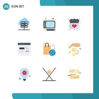 9 Universal Flat Color Signs Symbols of internet development safe develop browser Editable Vector Design Elements