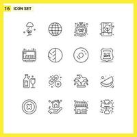 Set of 16 Commercial Outlines pack for print cover security brand identity time Editable Vector Design Elements