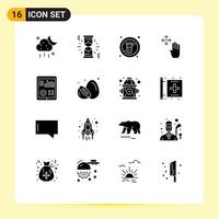 16 User Interface Solid Glyph Pack of modern Signs and Symbols of heart monitoring no hold hand cursor Editable Vector Design Elements