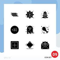 Set of 9 Modern UI Icons Symbols Signs for halloween face christmas avatar circle Editable Vector Design Elements