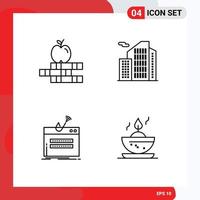 Group of 4 Filledline Flat Colors Signs and Symbols for apple login building office theft Editable Vector Design Elements