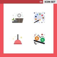 Set of 4 Modern UI Icons Symbols Signs for sauna mop painting learning deadline Editable Vector Design Elements