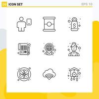 Set of 9 Vector Outlines on Grid for home tax serve sheet balance Editable Vector Design Elements