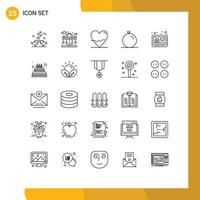 Set of 25 Modern UI Icons Symbols Signs for news orange life fruit lab Editable Vector Design Elements