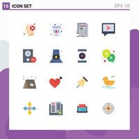 Flat Color Pack of 16 Universal Symbols of computers chat designer video newsletter Editable Pack of Creative Vector Design Elements