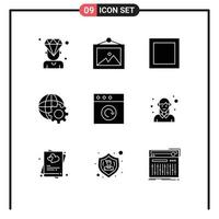 Solid Glyph Pack of 9 Universal Symbols of female avatar maximize reload app Editable Vector Design Elements