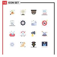 Flat Color Pack of 16 Universal Symbols of document file cam document analytics Editable Pack of Creative Vector Design Elements