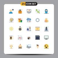 Set of 25 Modern UI Icons Symbols Signs for sign phone mailing call monitor Editable Vector Design Elements