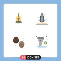 moderno conjunto de 4 4 plano íconos y símbolos tal como pelota chocolate huevo fiesta astronave comida editable vector diseño elementos