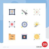 Editable Vector Line Pack of 9 Simple Flat Colors of time box festivity corner board Editable Vector Design Elements