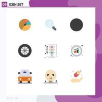 Pictogram Set of 9 Simple Flat Colors of monitoring city magnifier vehicles wifi Editable Vector Design Elements