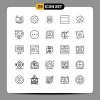 Modern Set of 25 Lines and symbols such as bitcoin cloud eat farming stack Editable Vector Design Elements