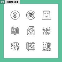 Outline Pack of 9 Universal Symbols of live web performance design package Editable Vector Design Elements