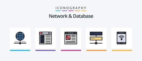 red y base de datos línea lleno 5 5 icono paquete incluso datos. Bluetooth. sitio web. red. digital. creativo íconos diseño vector