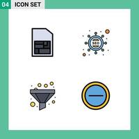 Modern Set of 4 Filledline Flat Colors Pictograph of mobile sim sort marketing marketing minus Editable Vector Design Elements